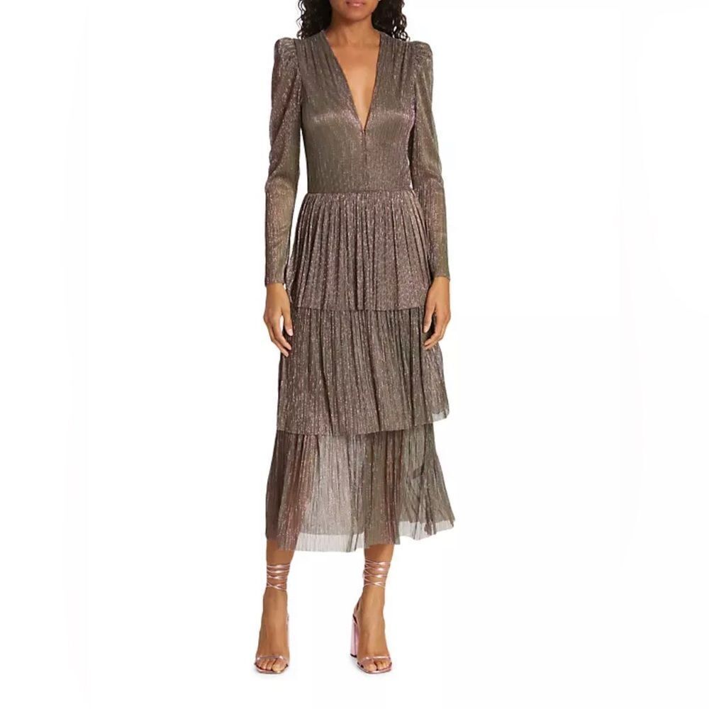 Sabina Musáyev Carry Tiered Metallic Dress size L